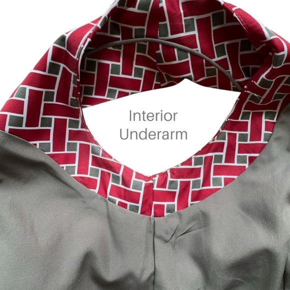 BANANA REPUBLIC | NWOT SLEEVELESS RED GEOMETRIC SHEATH DRESS SPLIT NECK | SIZE 4 - Picture 5 of 11